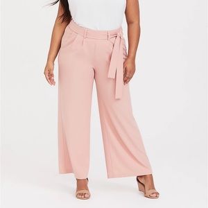 Torrid Pink Crepe Tie-Front Wide Leg Pants